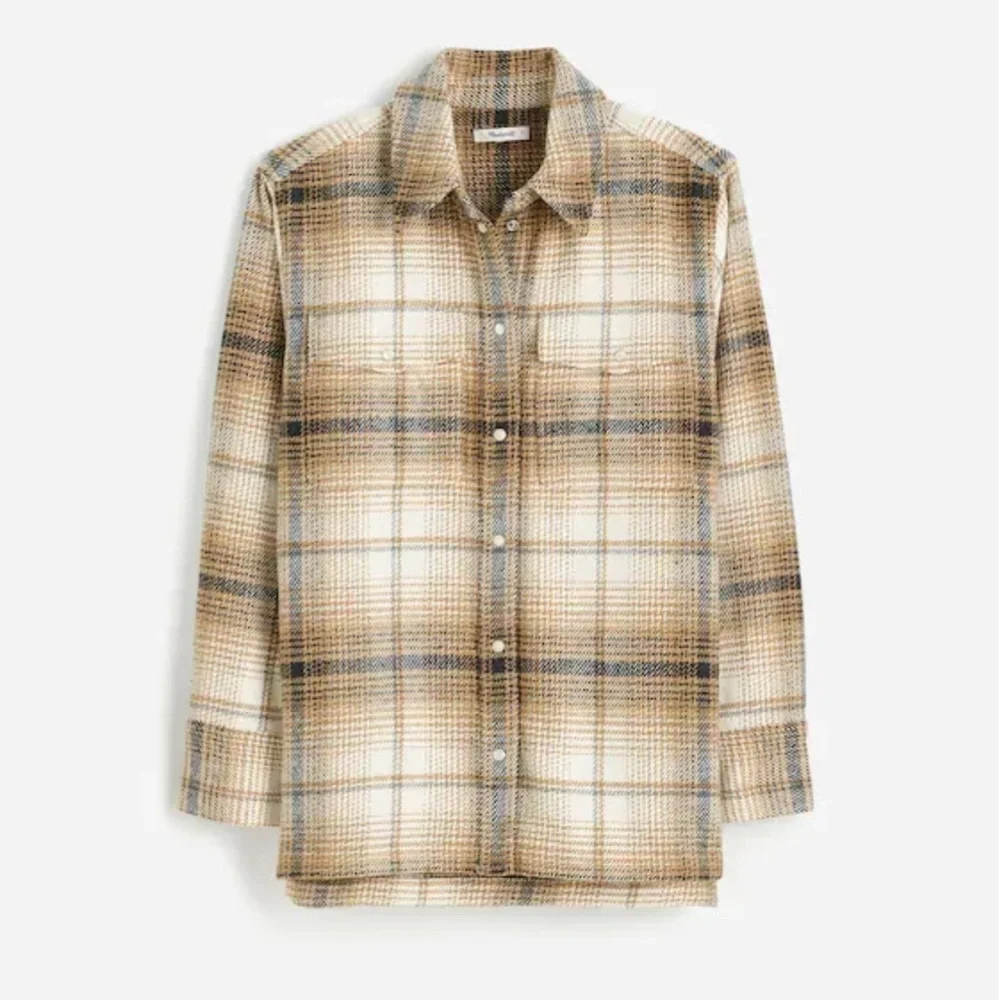 Madewell Flannel Button-Up Shirt-Jacket in Plaid - Picture 1 of 11